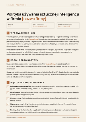 Podgląd pierwszej strony szablonu polityki AI